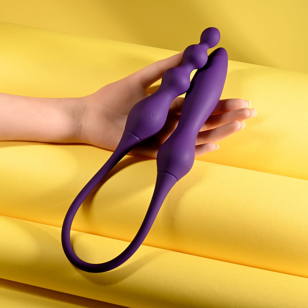Playboy Pleasure THIS & THAT - Purple 60 cm USB Rechargeable Flexible Dual Ended Vibrator-PB-RS-7005-2