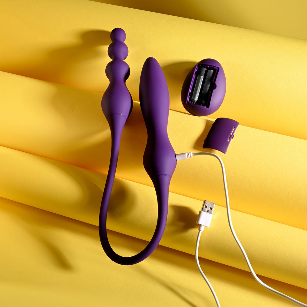 Playboy Pleasure THIS & THAT - Purple 60 cm USB Rechargeable Flexible Dual Ended Vibrator-PB-RS-7005-2