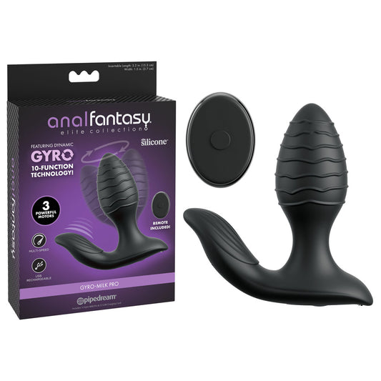 Anal Fantasy Elite Gyro-Milk Pro - Black - Black USB Rechargeable Gyrating Butt Plug-PD4796-23