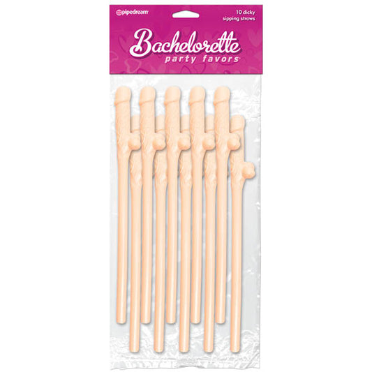 Bachelorette Party Favors - Dicky Sipping Straws - Flesh Straws - Set of 10-PD6203-01