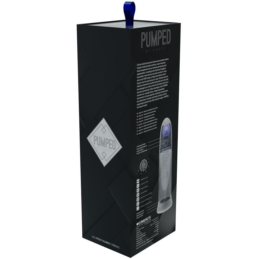 PUMPED Aqua-Pro Auto Pump - Grey - Grey/Clear USB Rechargeable AI-Enabled Submersible Auto Penis Pump-PMP053GRY