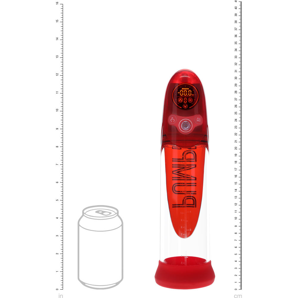 PUMPED Aqua-Pro Auto Pump - Red - Red/Clear USB Rechargeable AI-Enabled Submersible Auto Penis Pump-PMP053RED