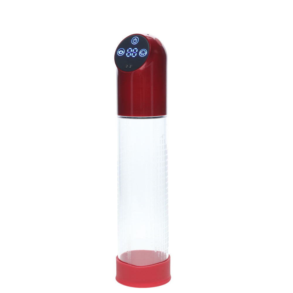 PUMPED Automatic Waterproof Pump - Metal Red - Red/Clear USB Rechargeable Automatic Penis Pump-PMP056MRD