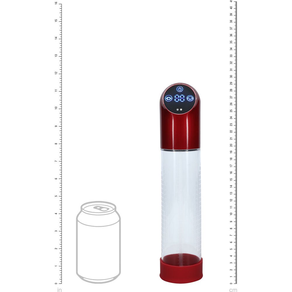 PUMPED Automatic Waterproof Pump - Metal Red - Red/Clear USB Rechargeable Automatic Penis Pump-PMP056MRD