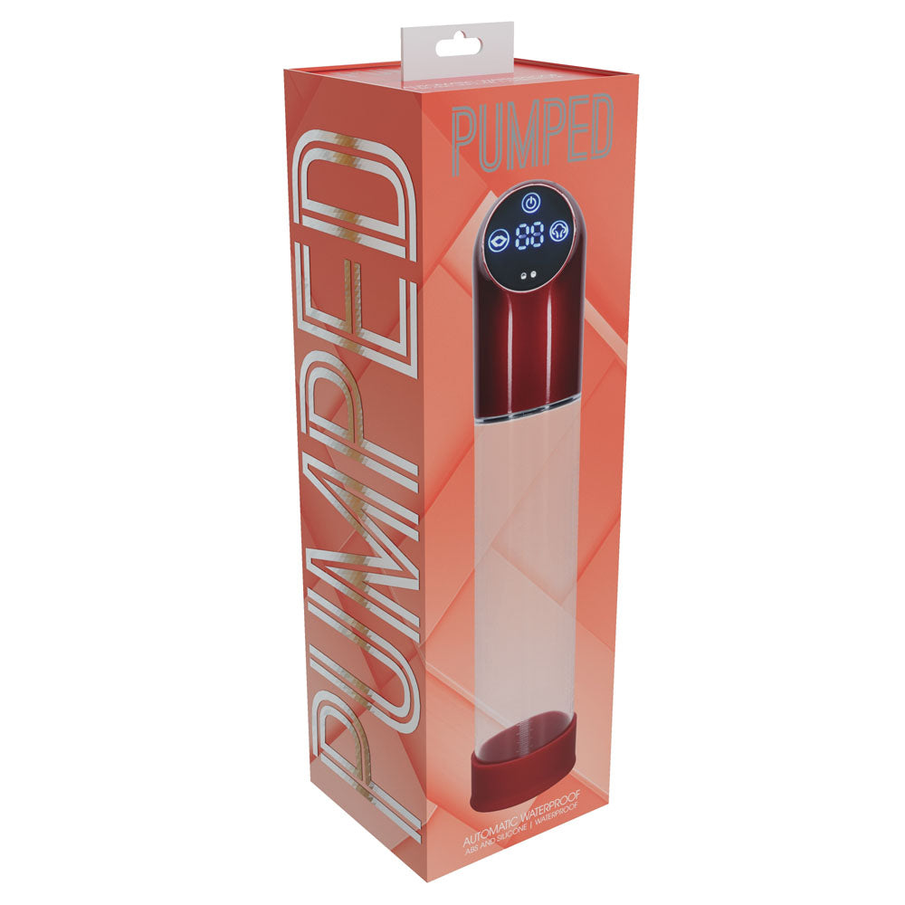 PUMPED Automatic Waterproof Pump - Metal Red - Red/Clear USB Rechargeable Automatic Penis Pump-PMP056MRD