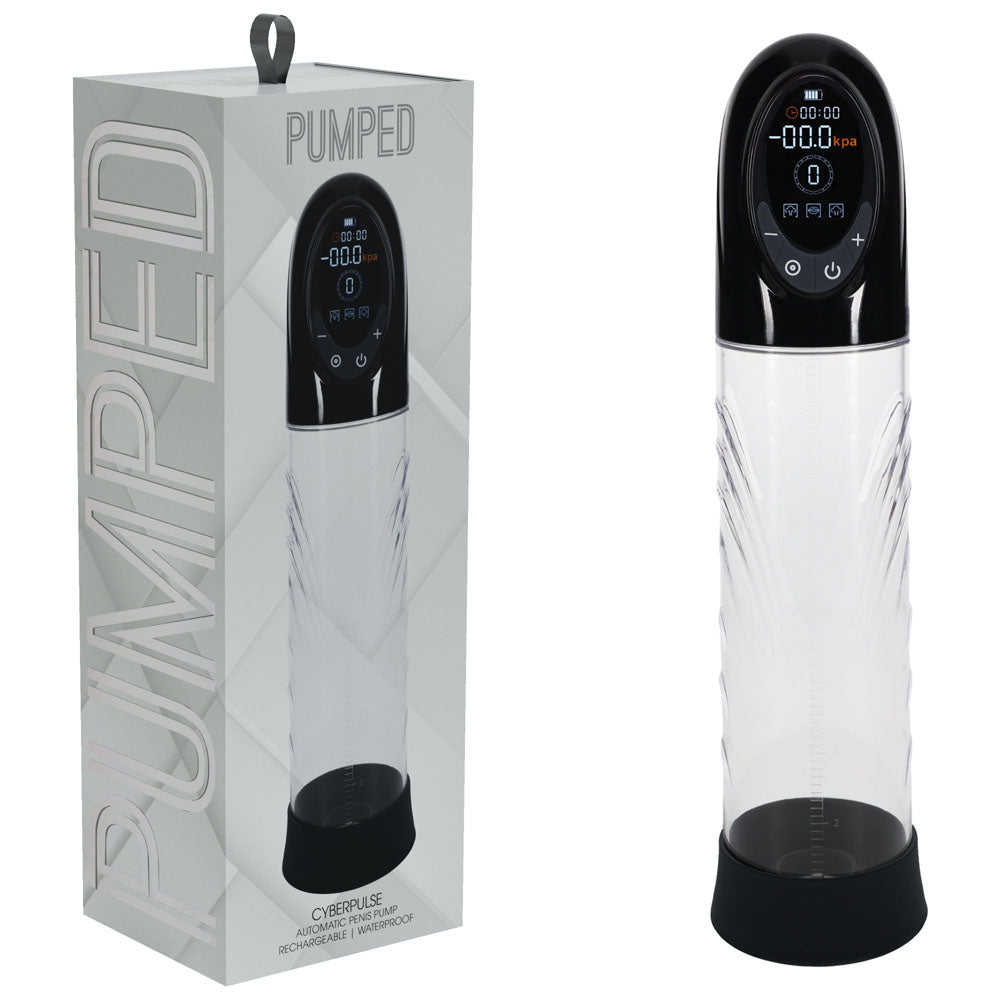 PUMPED CyberPulse Automatic Penis Pump - Black - Black/Clear USB Rechargeable Auto Penis Pump-PMP060BLK