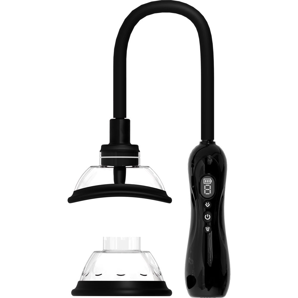 PUMPED Vulva & Breast Pump with Tongue Stimulator - Black - Black USB Rechargeable Ladies Pump Set - PMP070BLK