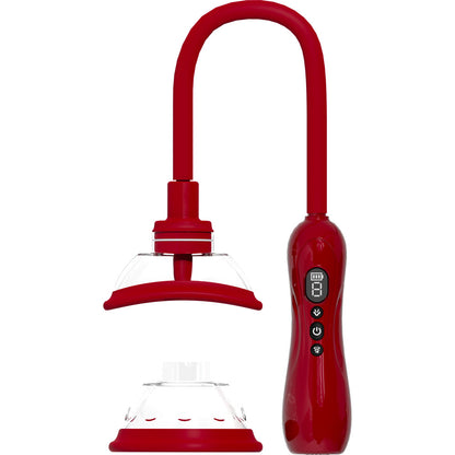 PUMPED Vulva & Breast Pump with Tongue Stimulator - Red - Red USB Rechargeable Ladies Pump Set - PMP070RED