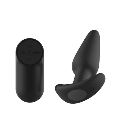 Passion Play Silicone Vibrating Butt Plug with Remote - Black 10.4 cm USB Rechargeable Vibrating Butt Plug with Wireless Remote - PP0007