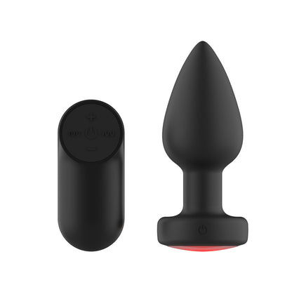 Passion Play Vibrating Butt Plug with LED Base - M - Black 10.4 cm USB Rechargeable Vibrating Butt Plug with LED Base and Wireless Remote - PP0016