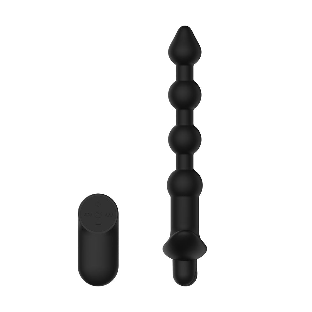 Passion Play Vibrating Anal Beads with Remote - Black USB Rechargeable Vibrating Anal Beads with Wireless Remote - PP0022