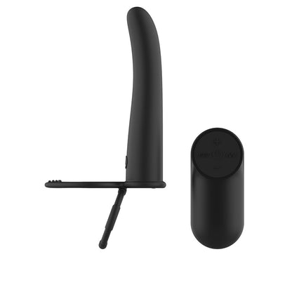 Passion Play Vibrating Double Penetrator with Remote - Black USB Rechargeable Vibrating Double Penetrator Cock Ring with Wireless Remote - PP0041
