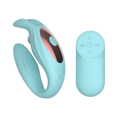 Passion Play Rabbit Couple Vibe with Remote Controller - Blue USB Rechargeable Couples Vibrator with Wireless Remote - PP0086