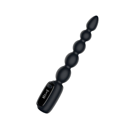 Passion Play Vibrating Anal Beads with LED Screen - Black 23 cm USB Rechargeable Vibrating Anal Beads - PP0175