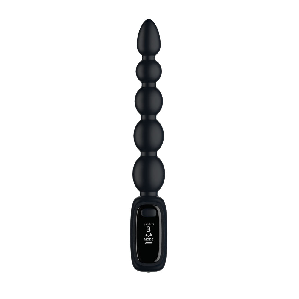 Passion Play Vibrating Anal Beads with LED Screen - Black 23 cm USB Rechargeable Vibrating Anal Beads - PP0175