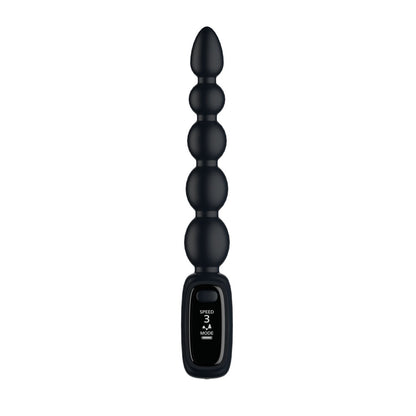 Passion Play Vibrating Anal Beads with LED Screen - Black 23 cm USB Rechargeable Vibrating Anal Beads - PP0175
