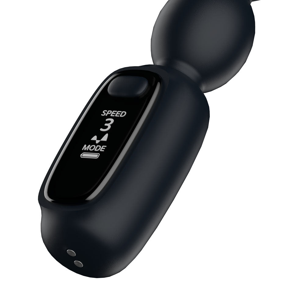 Passion Play Vibrating Anal Beads with LED Screen - Black 23 cm USB Rechargeable Vibrating Anal Beads - PP0175
