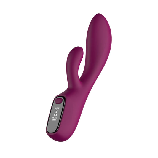 Passion Play Rabbit Vibrator with LED Screen - Purple 19.2 cm USB Rechargeable Rabbit Vibrator - PP0179