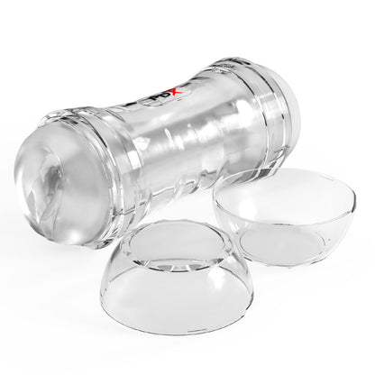 PDX Wet Pussies Super Flip-A-Pussy Over - Clear - Clear Dual Ended Self Lubricating Stroker (Vagina & Ass) - RD446-20