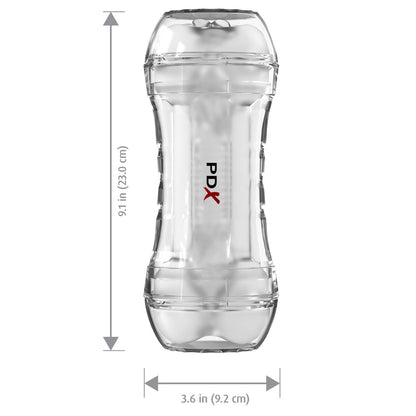 PDX Wet Pussies Super Flip-A-Pussy Over - Clear - Clear Dual Ended Self Lubricating Stroker (Vagina & Ass) - RD446-20