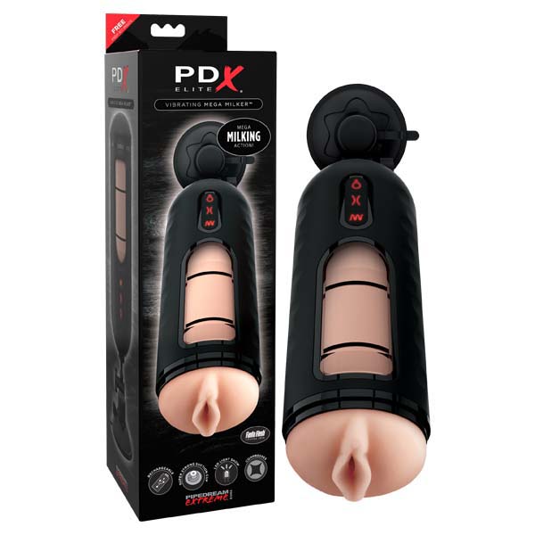Pipedream Extreme Toyz Elite Vibrating Mega Milker - Flesh USB Rechargeable Powered Stroker-RD525