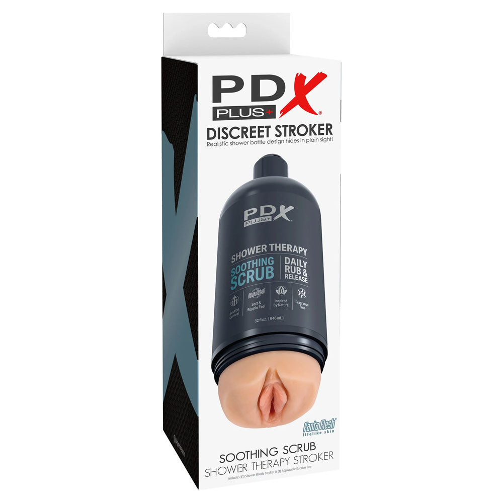 PDX Plus Shower Therapy - Soothing Scrub - Discreet Vagina Stroker with Suction B