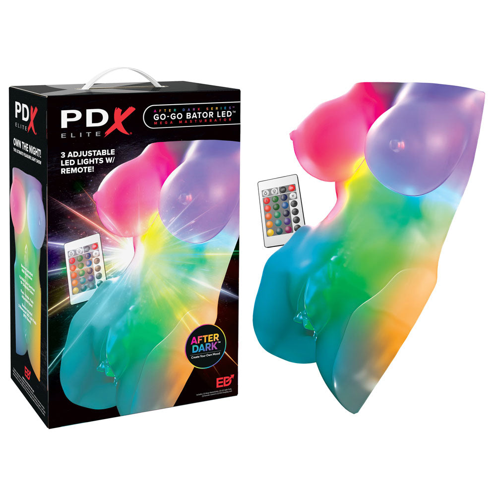 PDX Elite Go-Go Bator LED Mega Masturbator - Clear with LED Mini Torso Masturbator - RD634-20