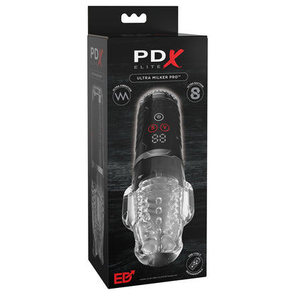 PDX Elite Ultra Milker Pro - Clear USB Rechargeable Vibrating & Sucking Auto Stroker - RD635