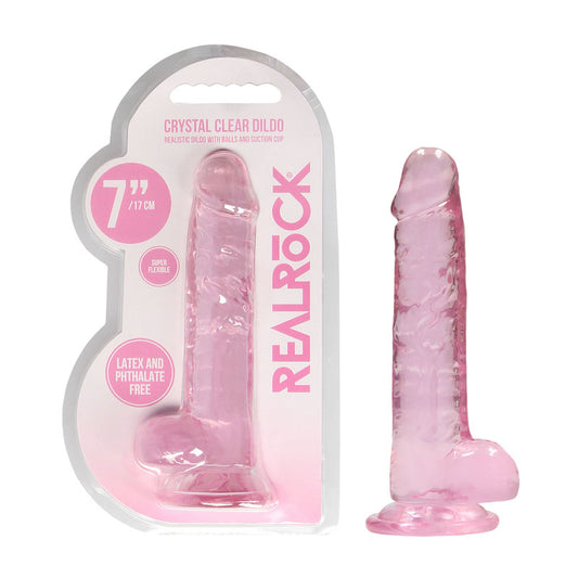 REALROCK 7 Realistic Pink Dildo with Balls - 17.8 cm Dong