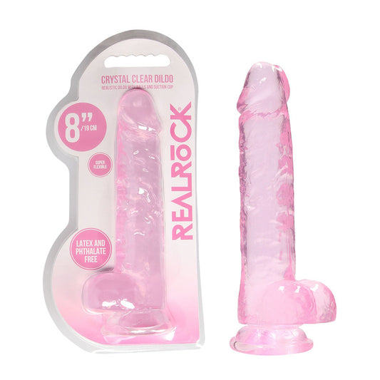 REALROCK 8 Realistic Dildo With Balls - Pink 20.3 cm Dong-REA092PNK