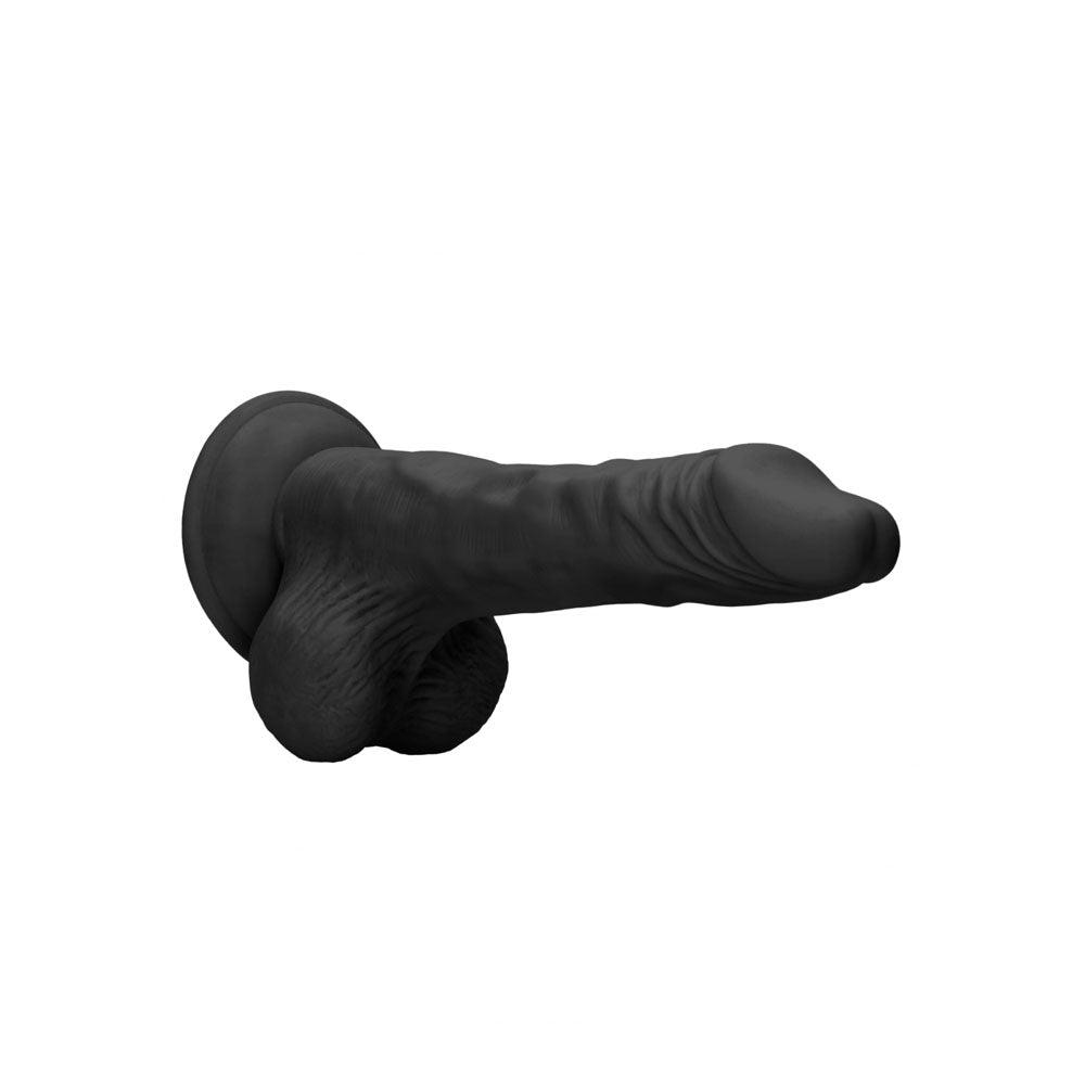 REALROCK 10 Realistic Dong with Balls - Black - Black 25.4 cm Dong - REA097BLK