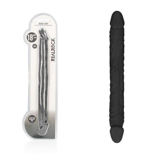 REALROCK 18 Double Dildo - Black - Black 46 cm Double Dong - REA103BLK