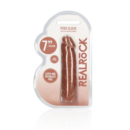 REALROCK 7 Penis Extender - Tan - Tan 17.8 cm Penis Extension Sleeve - REA104TAN