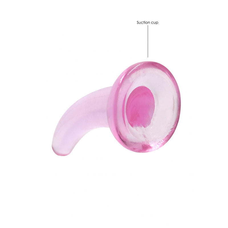 REALROCK Non Realistic Dildo With Suction Cup - 11.5 cm - Pink 11.5 cm Curved Pegging Dong - REA109PNK