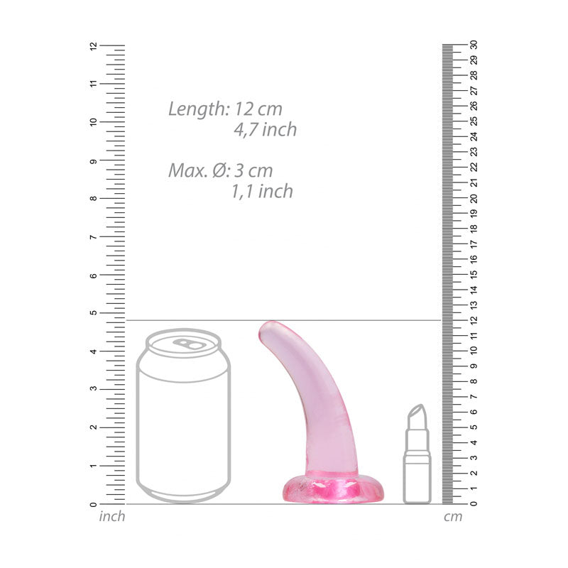 REALROCK Non Realistic Dildo With Suction Cup - 11.5 cm - Pink 11.5 cm Curved Pegging Dong - REA109PNK