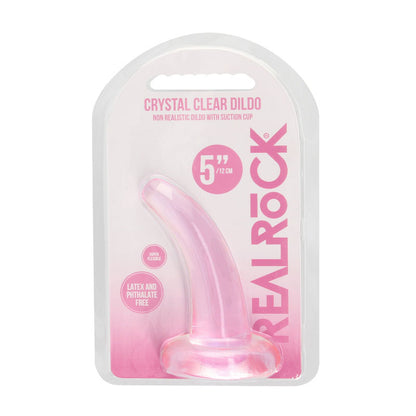 REALROCK Non Realistic Dildo With Suction Cup - 11.5 cm - Pink 11.5 cm Curved Pegging Dong - REA109PNK
