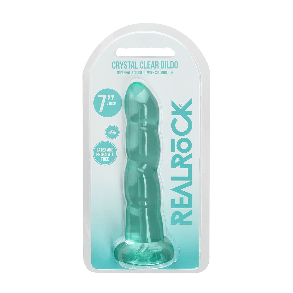 REALROCK Dildo With Suction - 17 cm - Turquoise - Turquoise 17 cm Dildo - REA110TUR