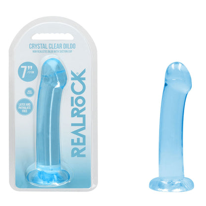 REALROCK Non Realistic Dildo With Suction Cup - 17 cm - Blue - Blue 17 cm Dong - REA111BLU