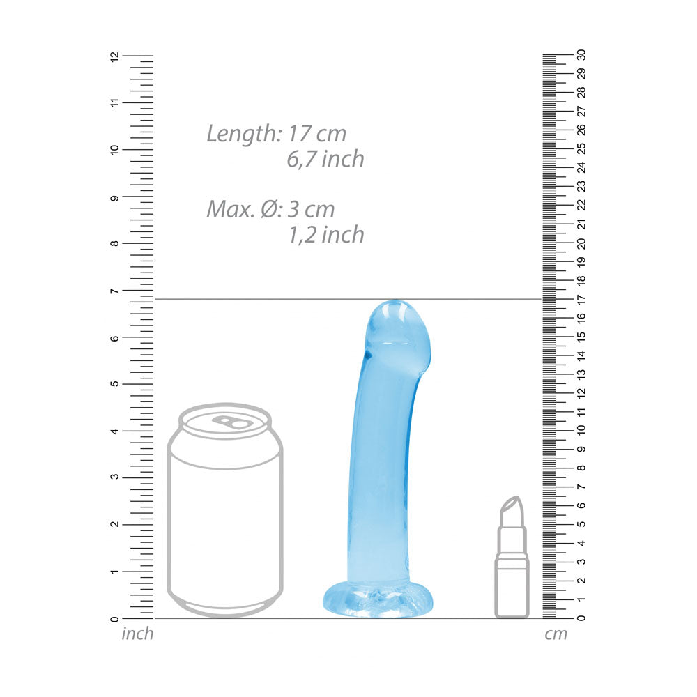 REALROCK Non Realistic Dildo With Suction Cup - 17 cm - Blue - Blue 17 cm Dong - REA111BLU