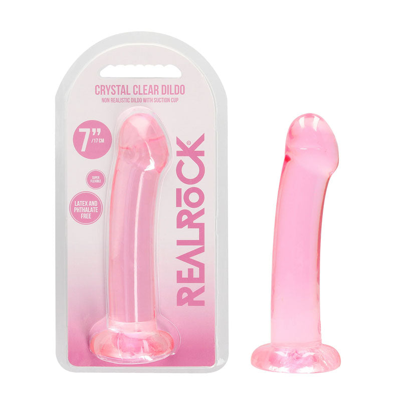 REALROCK Non Realistic Dildo With Suction Cup - 17 cm - Pink 17 cm Dong - REA111PNK