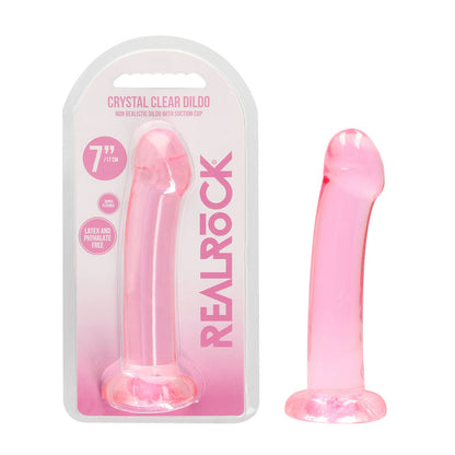 REALROCK Non Realistic Dildo With Suction Cup - 17 cm - Pink 17 cm Dong - REA111PNK