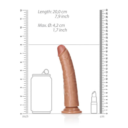 REALROCK Realistic Slim Dildo with Suction Cup - 18cm Tan Dong
