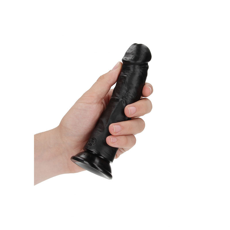 REALROCK Realistic Curved Dildo with Suction Cup - 15.5 cm - Black