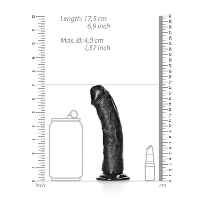 REALROCK Realistic Curved Dildo with Suction Cup - 15.5 cm - Black