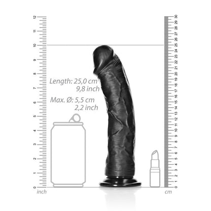 REALROCK Realistic Regular Curved Dildo with Suction Cup - 23 cm - Black 23 cm (9) Dong - REA119BLK