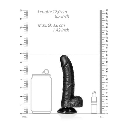 REALROCK Realistic Curved Dong with Balls - 15.5 cm - Black