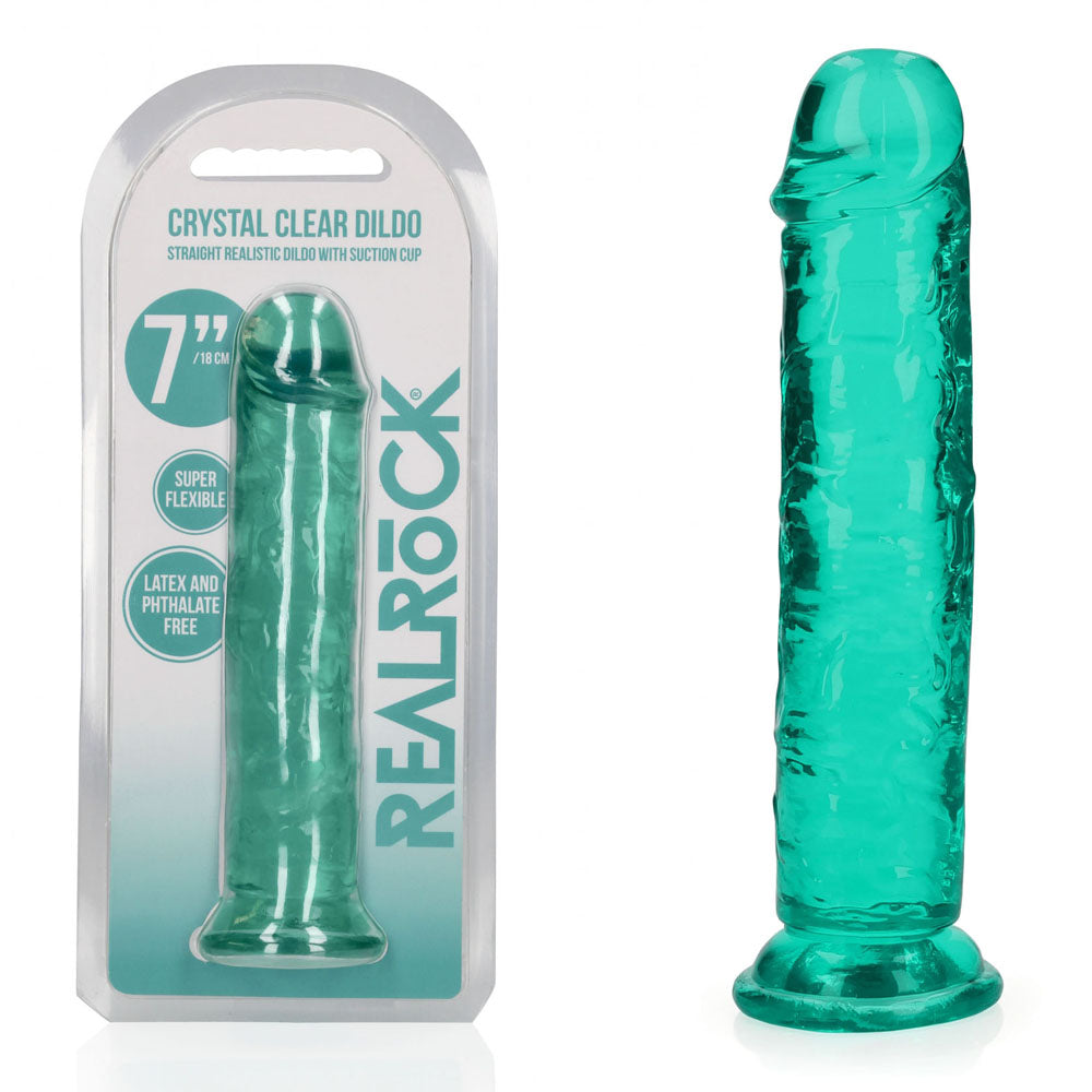 REALROCK 18 cm Straight Dildo - Turquoise - Turquoise 18 cm (7) Dong - REA152TUR