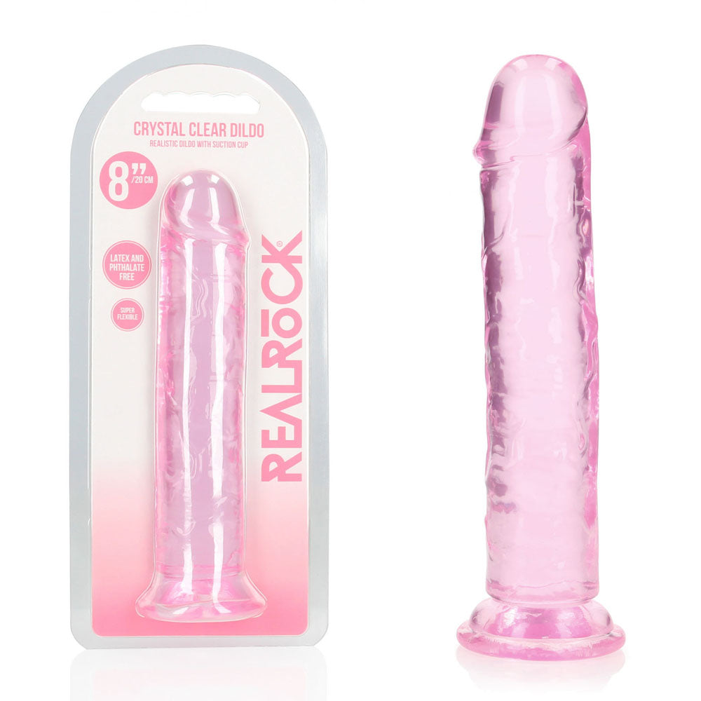 REALROCK 20 cm Straight Dildo - Pink - Pink 20 cm (8) Dong - REA153PNK