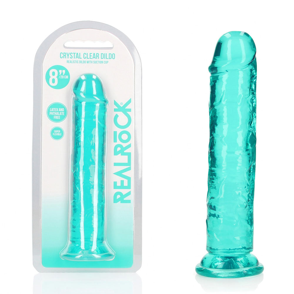 REALROCK 20 cm Straight Dildo - Turquoise - Turquoise 20 cm (8) Dong - REA153TUR