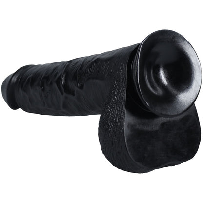 REALROCK 38cm Extra Long Dildo with Balls - Black - Black 38 cm (15) Extra Long Dong - REA165BLK